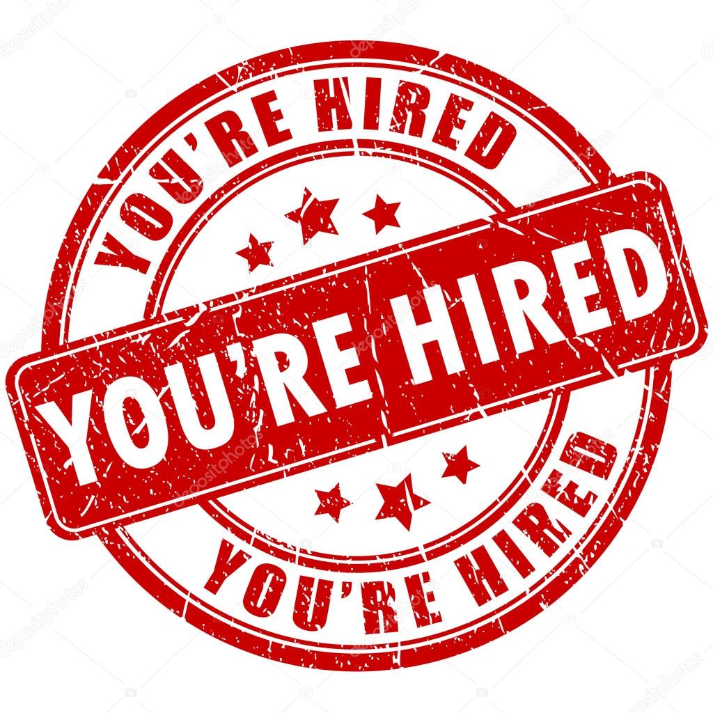 You are hired stamp illustration isolated on white background