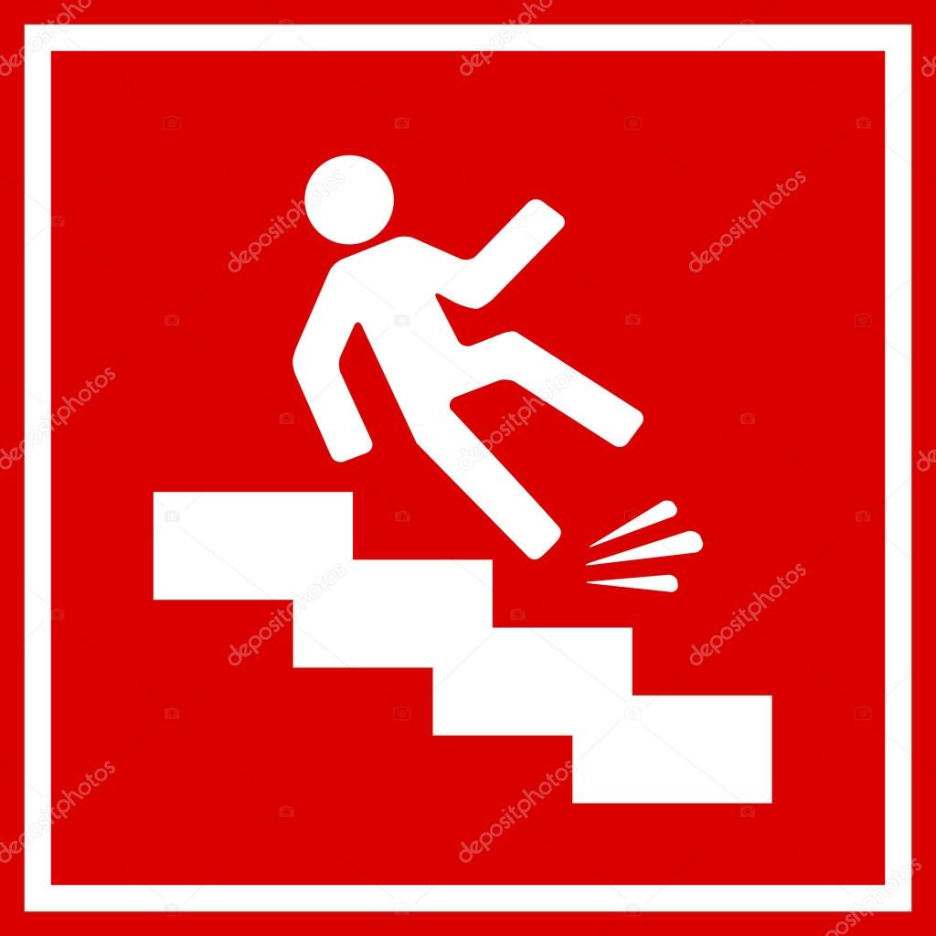 Fall danger red vector sign illustration isolated on white background