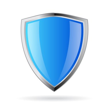 Blue glass shield icon clipart