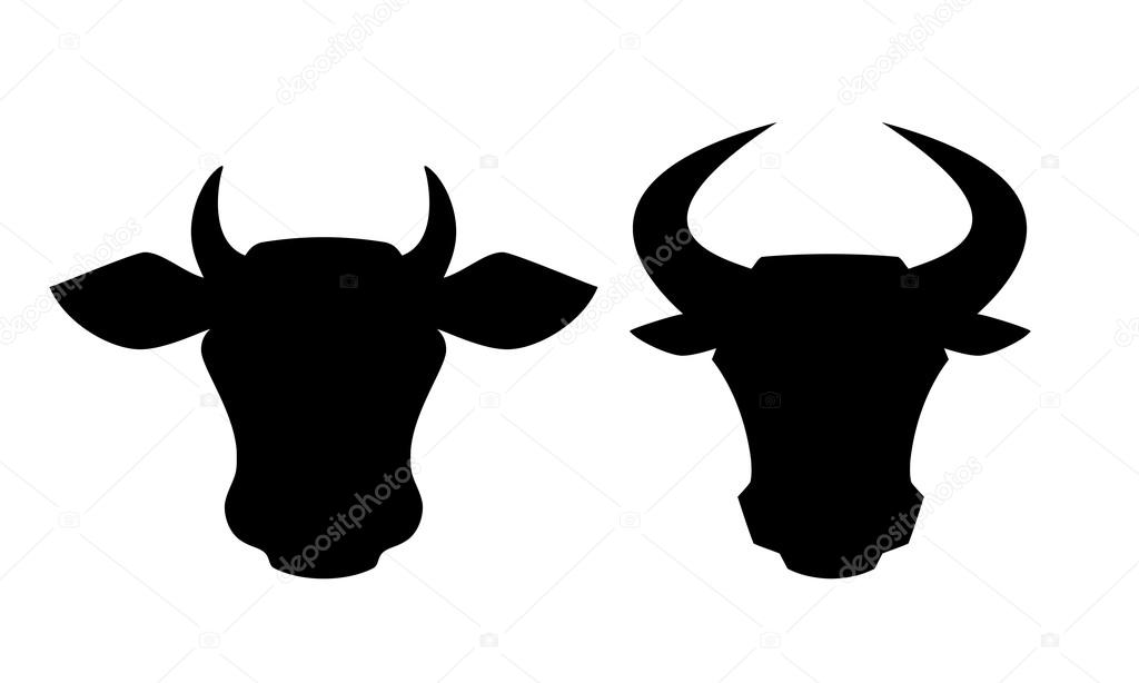 Cow and bull head icon isolated on white background