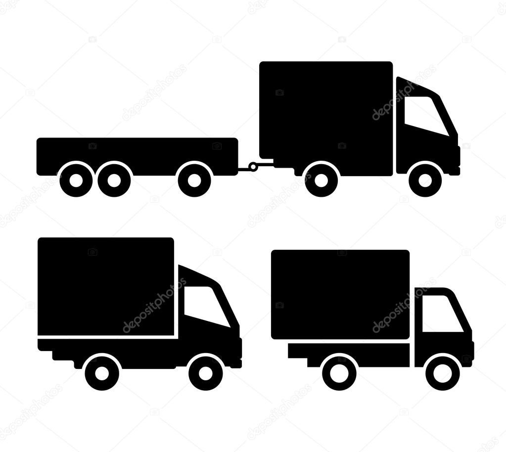 Car truck icons set isolated on white background