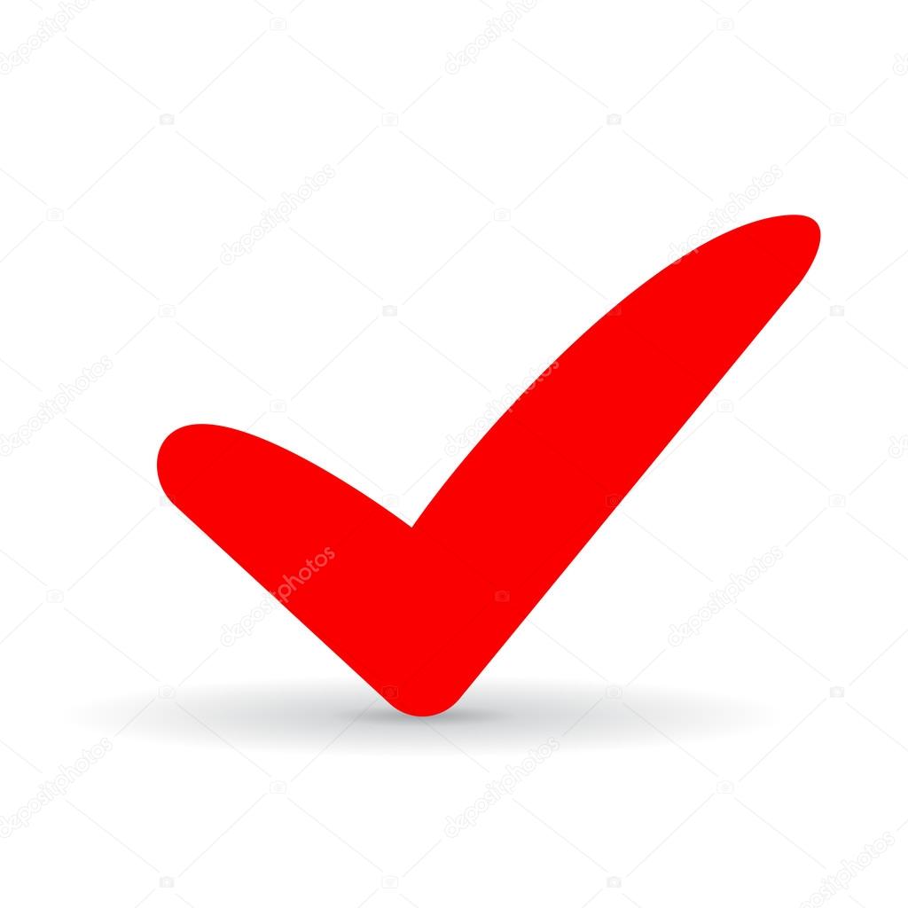 Red tick icon vector illustration isolated on white background