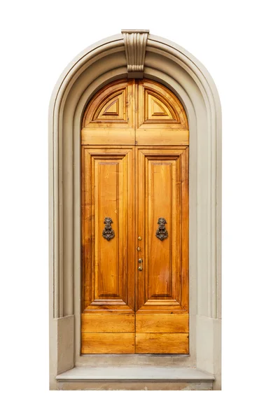 Старі двері ізольовані на білому тлі — стокове фото