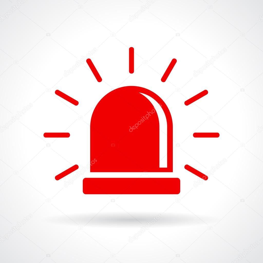 Red flashing light icon on white background