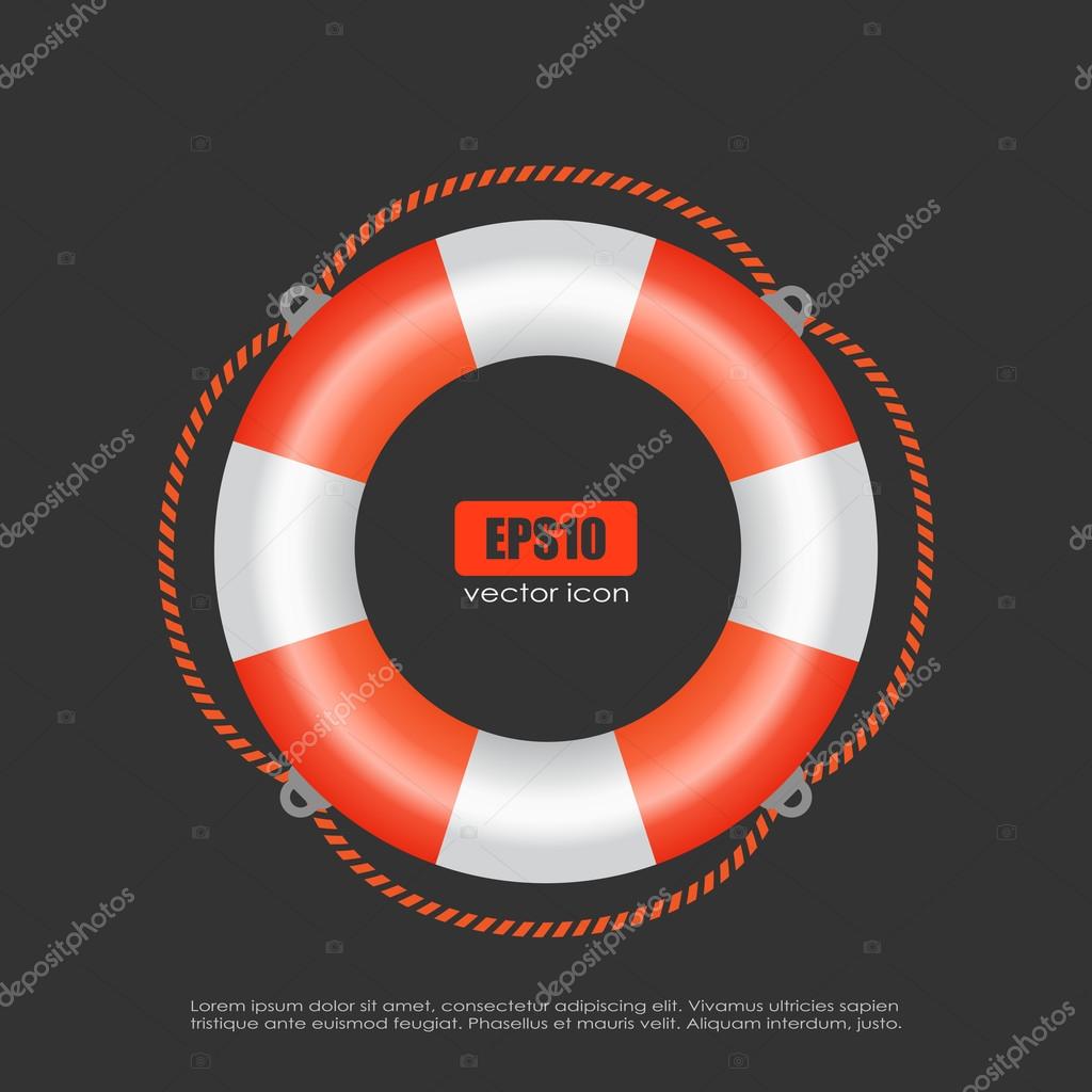 Life ring vector symbol illustration isolated on black background