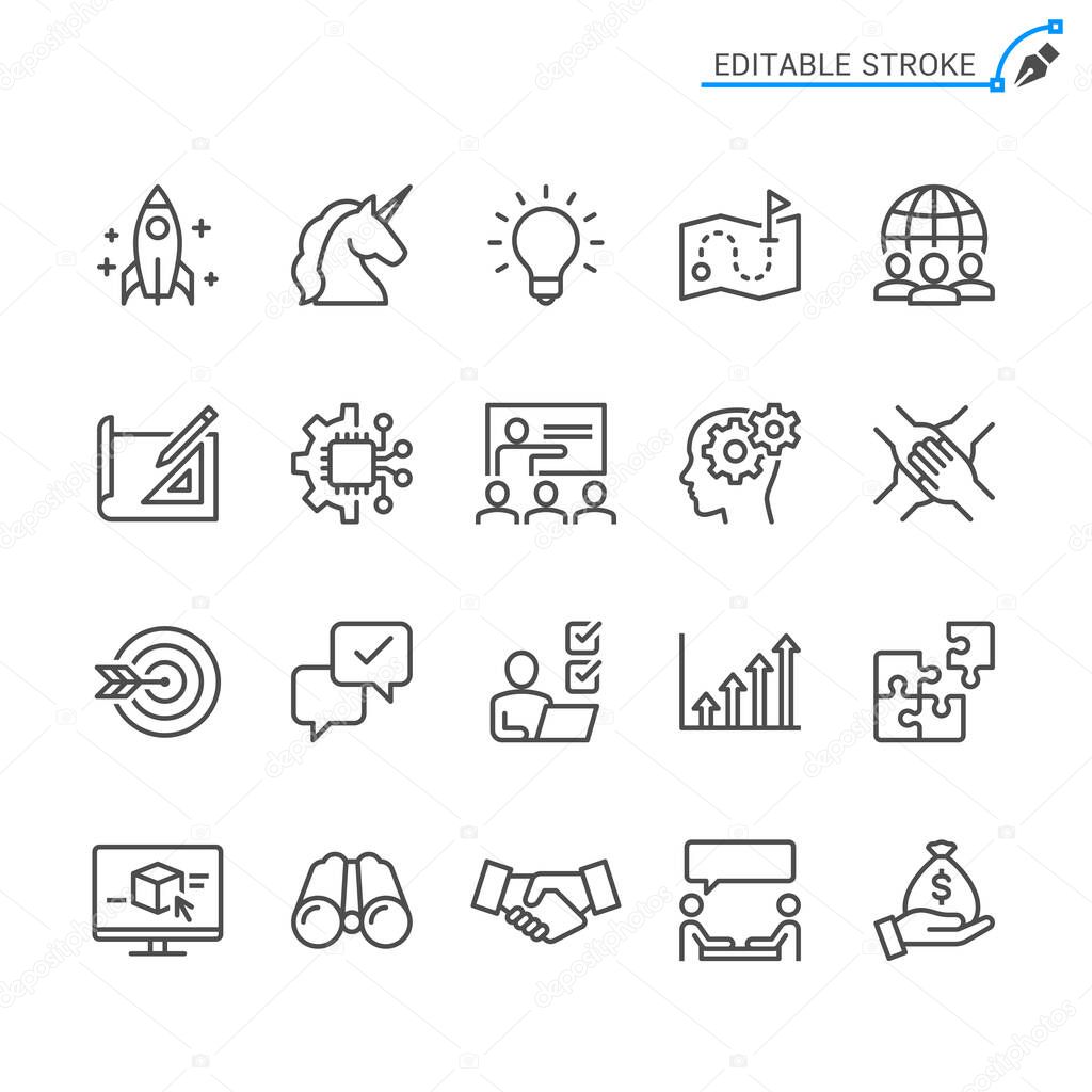 Startup line icons. Editable stroke. Pixel perfect.