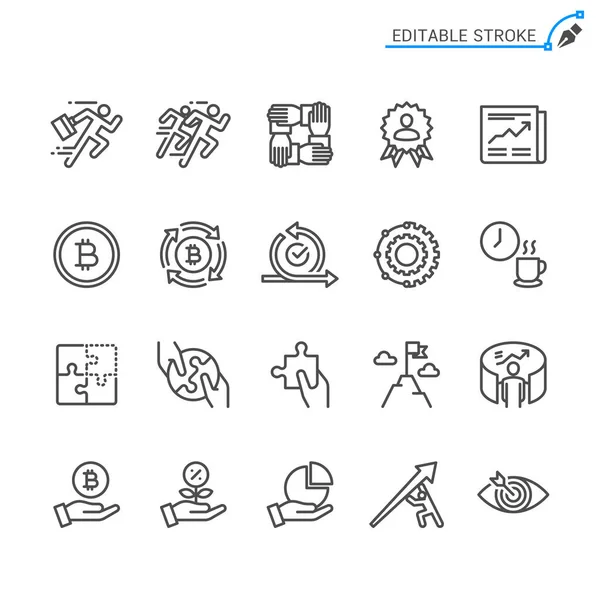 Iconos Línea Negocio Derrame Cerebral Pixel Perfecto — Vector de stock