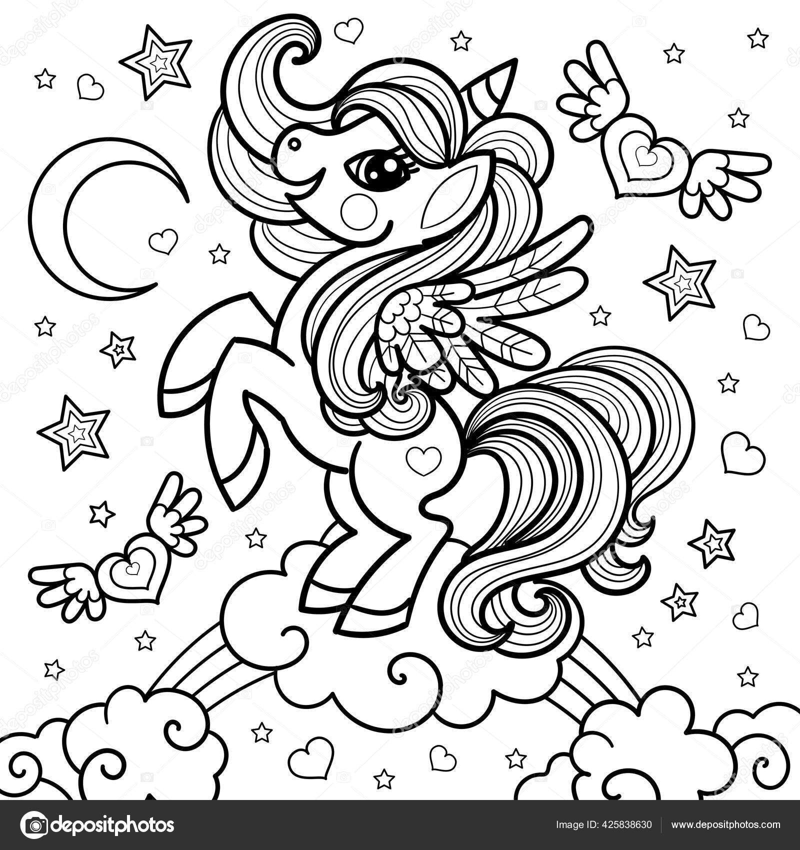 A cartoon unicorn riding a rainbow. Black and white image for coloring. Vector Stock Vector Image by ©Zerlina #425838630 A cartoon unicorn riding a rainbow. Black and white image for coloring. Vector Stock Vector Image by ©Zerlina #425838630