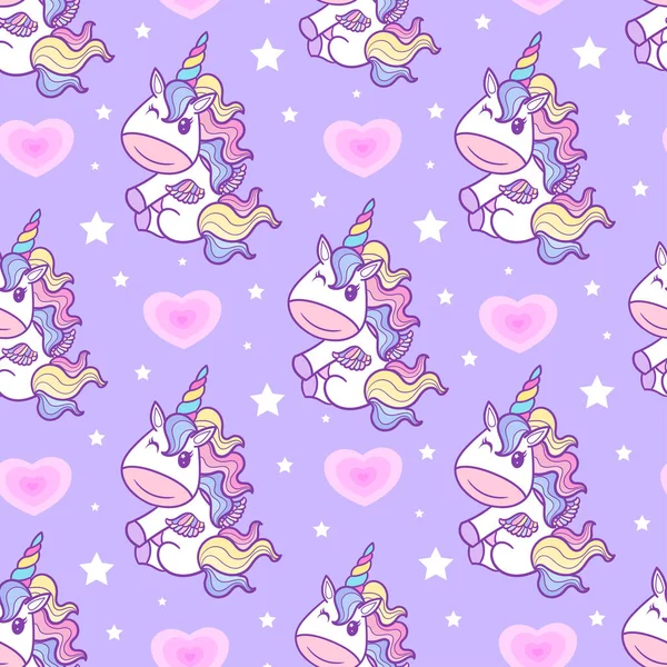 Pembe arka planda tek boynuzlu at deseni var. Vektör