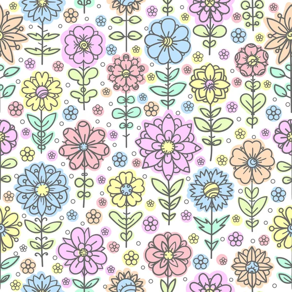 Florales nahtloses Muster. Doodle-Stil. Vektor — Stockvektor