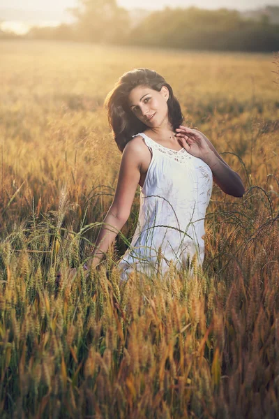 Hermosa mujer en un campo —  Fotos de Stock