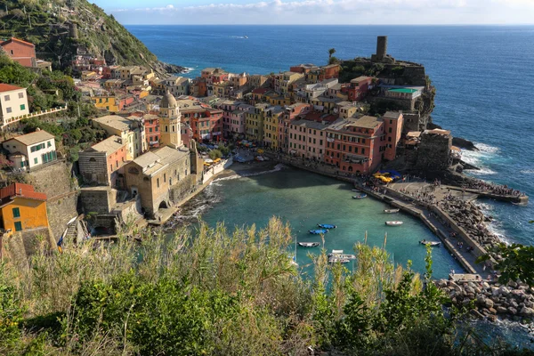 Beautiful Vernazza village panorama hdr — Stock Photo, Image