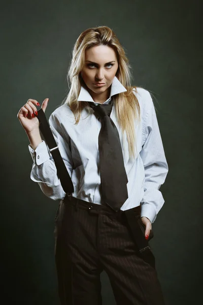 Woman dressed like businessman — Stock Photo, Image