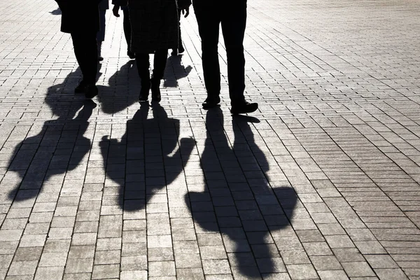 Silhouettes Shadows People City Street Crowd Walking Sidewalk Concept Crime — Stock Photo, Image