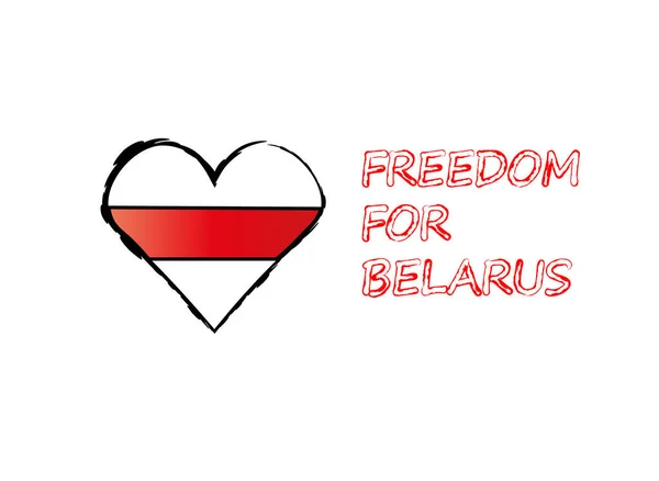 Coeur Blanc Rouge Blanc Liberté Inscription Pour Belarus — Image vectorielle