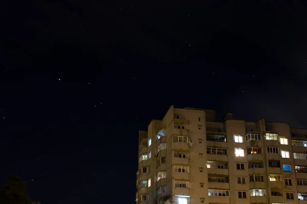 Ciel Bleu Nuit Avec Étoiles Nuages Fond Flou — Photo