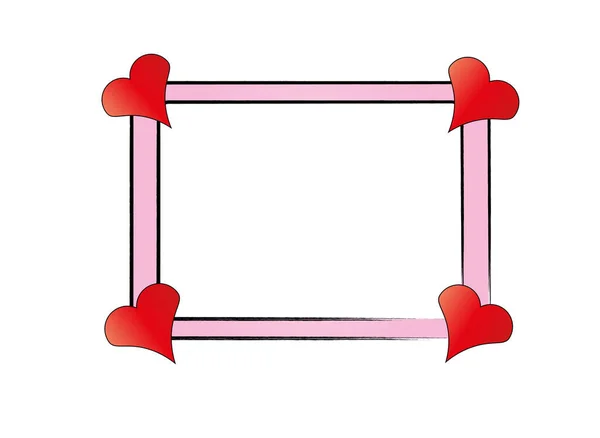 Roze Frame Met Harten Geïsoleerd Witte Achtergrond Vector Illustratie — Stockvector