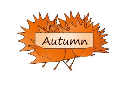 Sözcük sonbaharı sarı yapraklar çerçevesinde, vektör illüstrasyonu