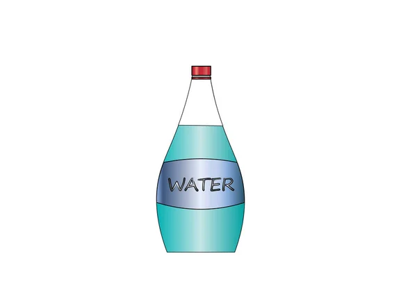 Gezeichnete Flasche Mit Der Aufschrift Wasser Vektorillustration — Stockvektor