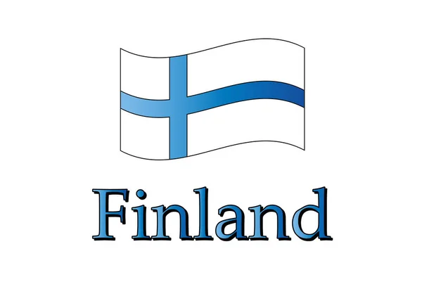 Рисунок Флага Финляндии Надпись Финляндия Векторная Иллюстрация — стоковый вектор