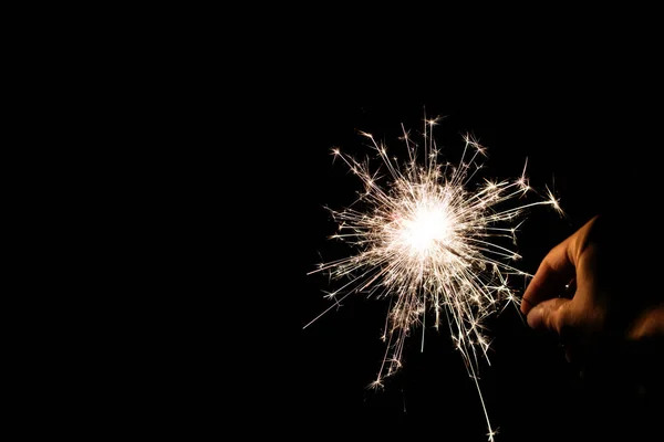 Bright Sparkler Light Dark Close Copy Space — Stock Photo, Image