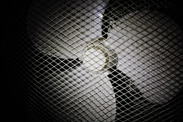 Osvětlené Čepele Ventilátoru Tmě Zblízka — Stock fotografie