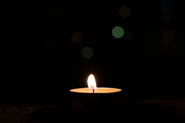 Vela Ardiente Fondo Las Luces Nocturnas — Foto de Stock