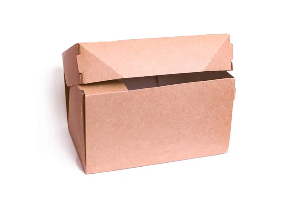 Картонная Коробка Изолированная Белом Фоне — стоковое фото