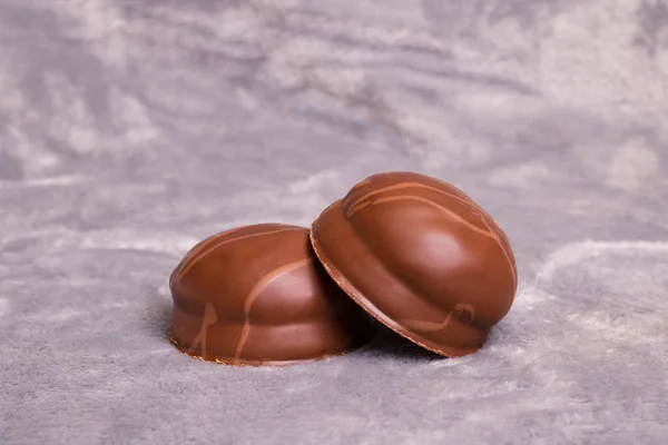 Zwei Kuchen Schokolade Auf Grauem Hintergrund — Stockfoto