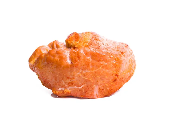 Saftig Geräuchertes Fleisch Auf Teller Isoliert Auf Weißem Hintergrund — Stockfoto