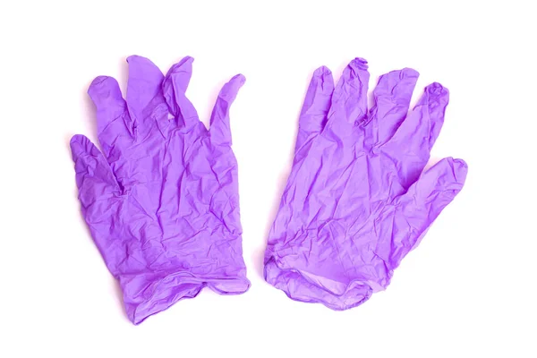 Purple Medical Gloves Isolated White Background — Stock Photo, Image