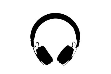 Beyaz arkaplanda izole edilmiş kulaklık silueti, illüstrasyon