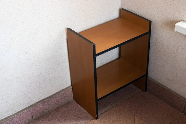 Wooden Bedside Table Corner Old Room Close — Photo