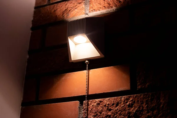 Modern Lamp Red Brick Wall Close — Stock Photo, Image