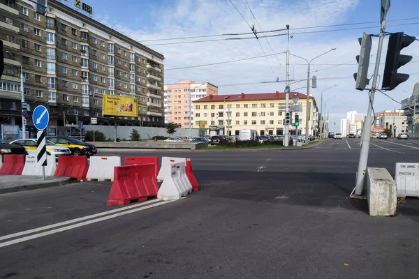Belarus Novopolotsk September 2020 Немає Вхідної Вулиці Барикадою — стокове фото