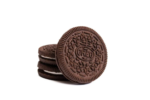 Belarus Novopolotsk April 2021 Oreo Cookies Isolerade Vit Bakgrund Närbild — Stockfoto