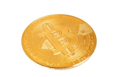 Bitcoin para beyaz arka planda izole yakın plan