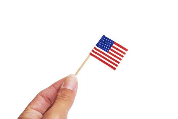 Küçük Amerikan Bayrağı Beyaz Arka Planda Izole Edilmiş — Stok fotoğraf