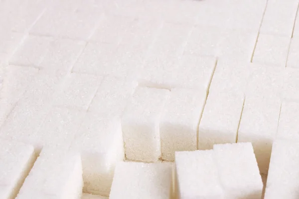 Bílé Kostky Cukru Zblízka Pozadí Nebo Textury — Stock fotografie