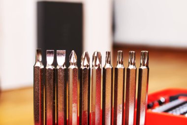 Tornavida için bitlerle ayarla, makro fotoğraf