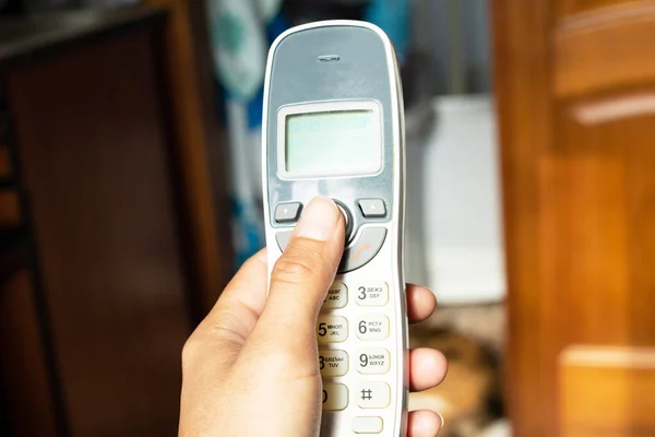 Сірий Домашній Телефонний Приймач Руці — стокове фото
