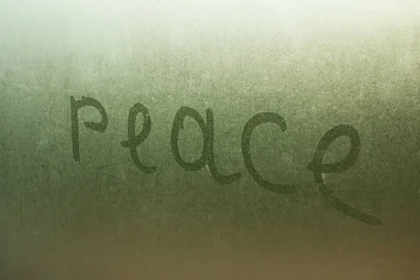 Inscripción Paz Vaso Mojado Cerca — Foto de Stock