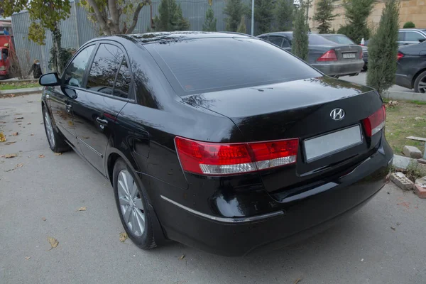 Azerbaijão Baku 2020 Hyundai Sonata 2009 Controlador Carro Preto Volante — Fotografia de Stock