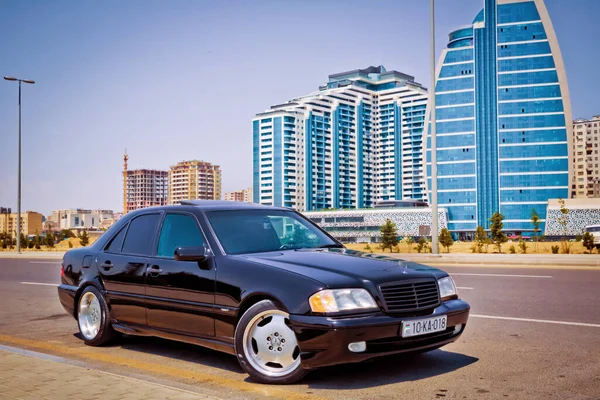 Baku Azerbaijão 2020 Mercedes 230 1999 Cor Preta — Fotografia de Stock