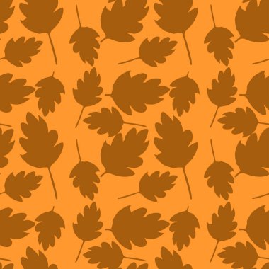 Kusursuz sonbahar yaprakları deseni. Turuncu arka planda turuncu yapraklı karalama çizimi. Vintage portakal yaprakları deseni, tatlı elementler projeniz, menünüz, kafe dükkanınız için arka plan.