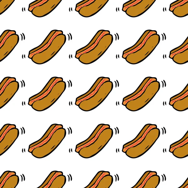 Doodle Illustration Mit Hot Dogs Symbolen Auf Weißem Hintergrund Nahtloses — Stockfoto