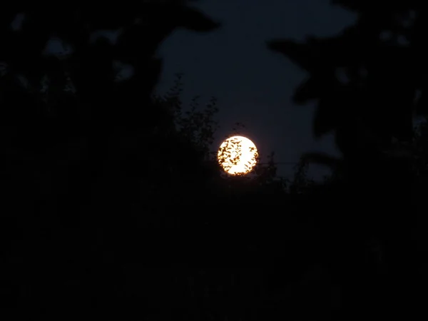 Luna Llena Cielo Nocturno Luna Sobre Fondo Negro — Foto de Stock