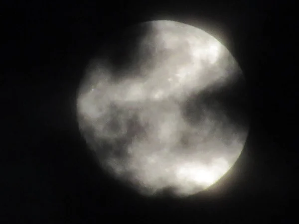 Luna Llena Cielo Nocturno Luna Sobre Fondo Negro — Foto de Stock