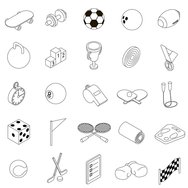 Sport iconen set, isometrische 3D-stijl — Stockvector