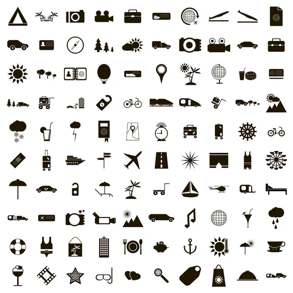 Set de 100 iconos de viaje, estilo simple — Archivo Imágenes Vectoriales